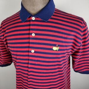 Masters Collection Augusta Polo Golf Shirt Mens Size Medium M Blue, Red Stripe